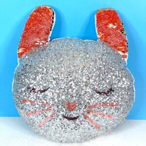 MSA‎ Trading Beautifully Detailed Sequin Cat Pillow 12"x13" Plush Stuffed Animal